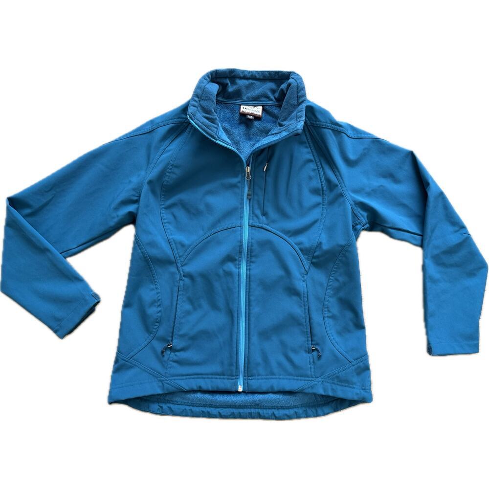 Double Diamond Softshell Hooded Jacket Fleece Lined Zipper Pockets Blue Large‎